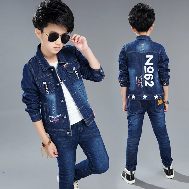 Children's Two Piece Set Kids Clothing Boys Denim Set in USA