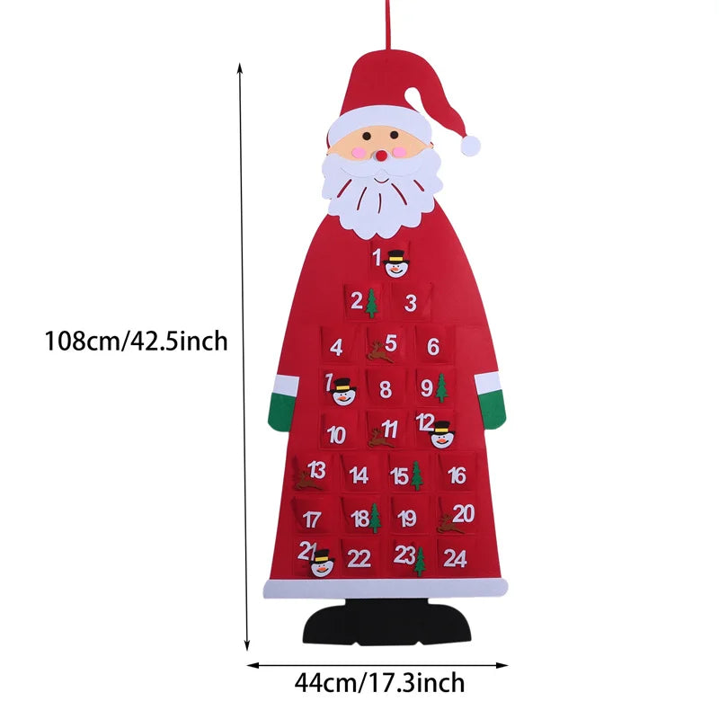 Christmas Felt Advent Calendar Wall Hanging Santa Advent Calendar with