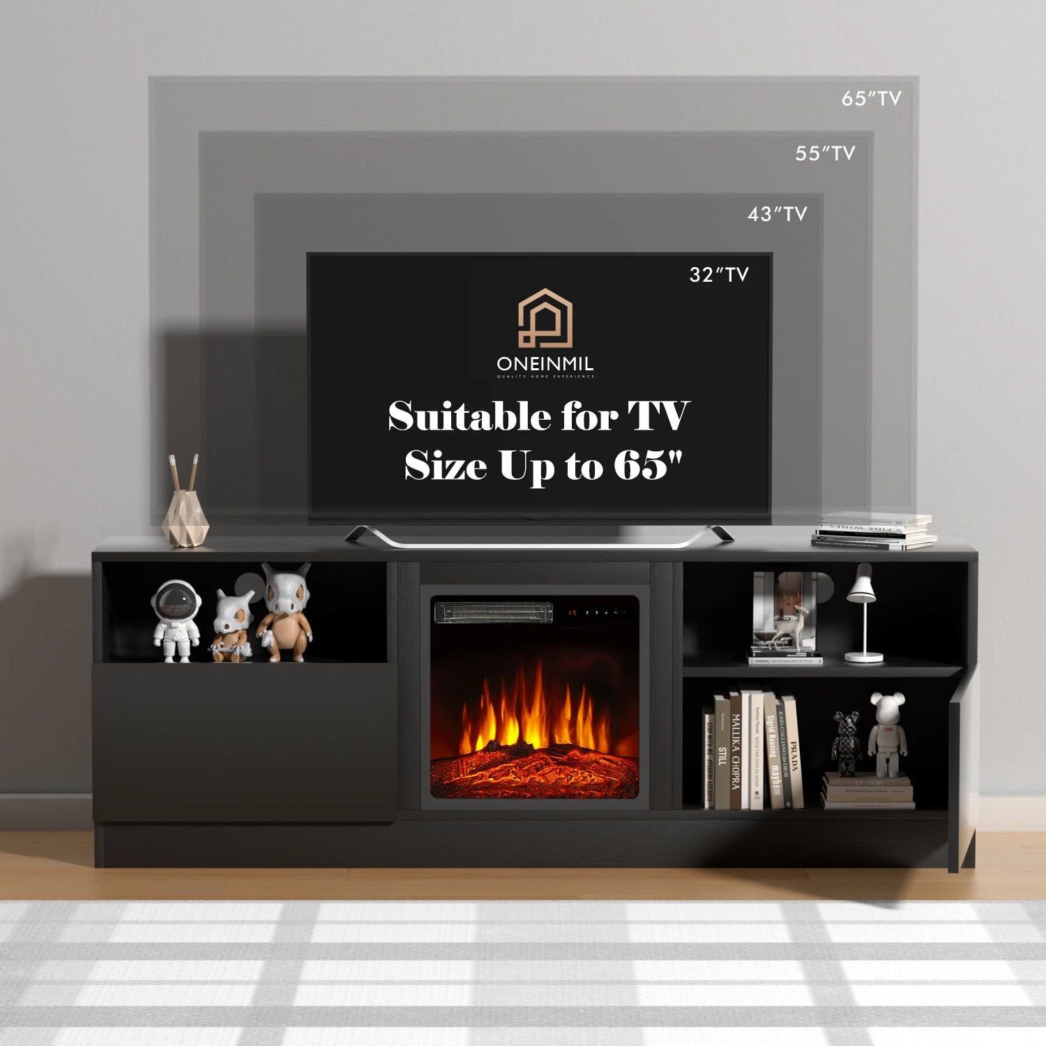 TV Stand Electric Fireplace, Entertainment Center, IN USA.