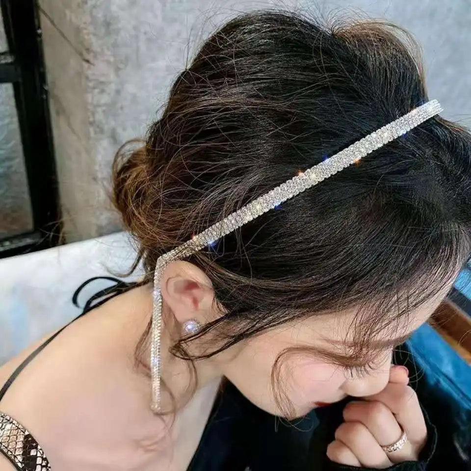 Luxury Rhinestone Hairbands Women Long Tassel in USA