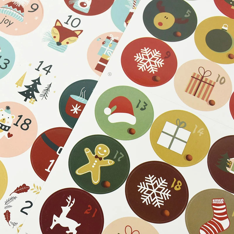 Christmas Countdown Gift Number Stickers Label Advent Calendar Xmas Gi