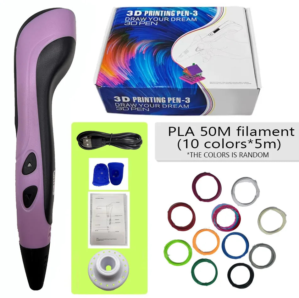 Printing Pen Set Kids Power Supply Pla Filament Travel Case in USA