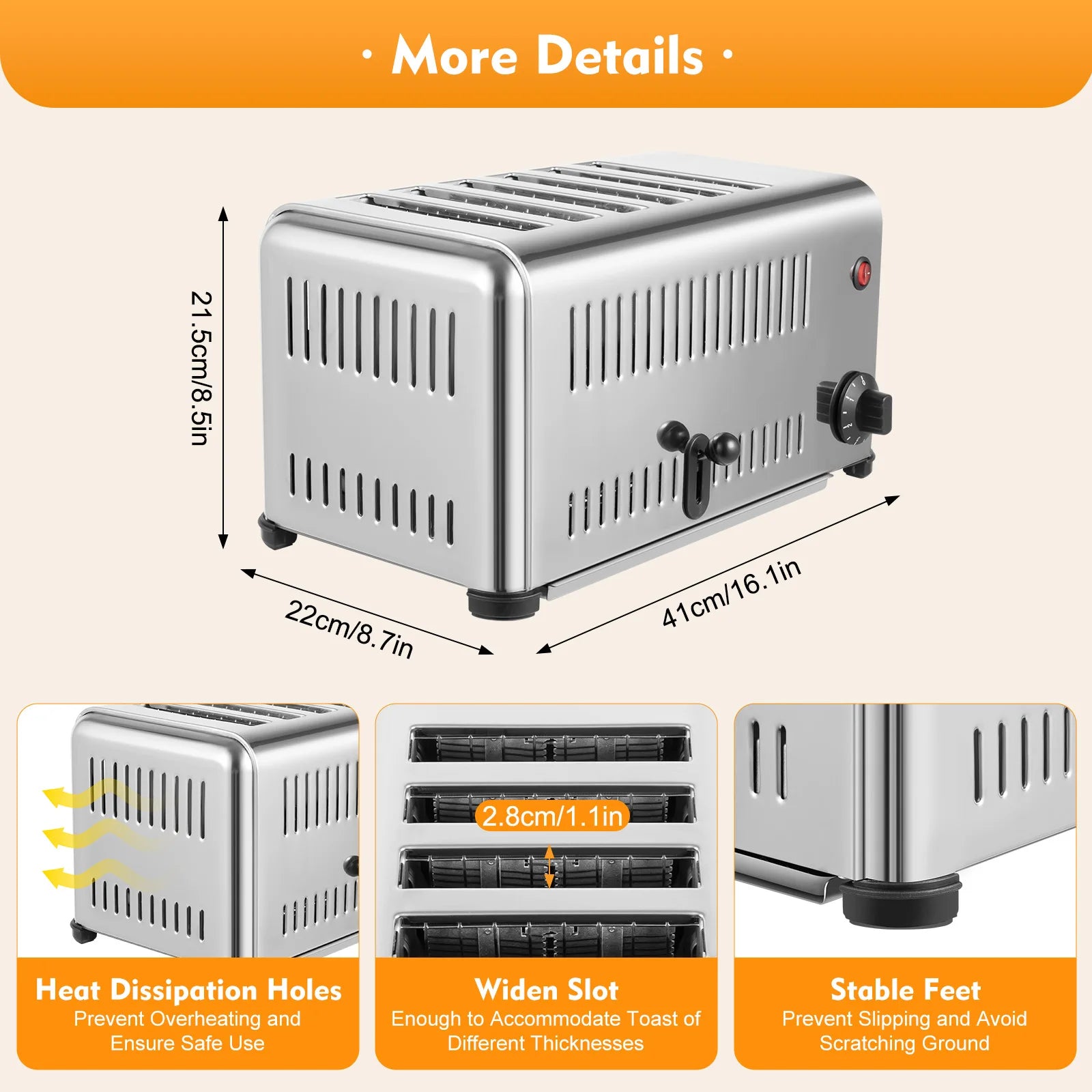 Commercial Toaster Slices Stainless Steel Pop-Up Electric in USA.