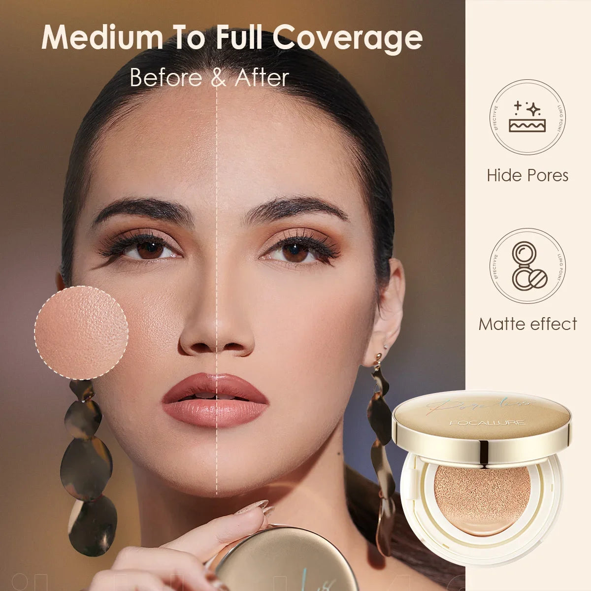 FOCALLURE Waterproof Matte Air Cushion Poreless BB＆CC Cream in USA