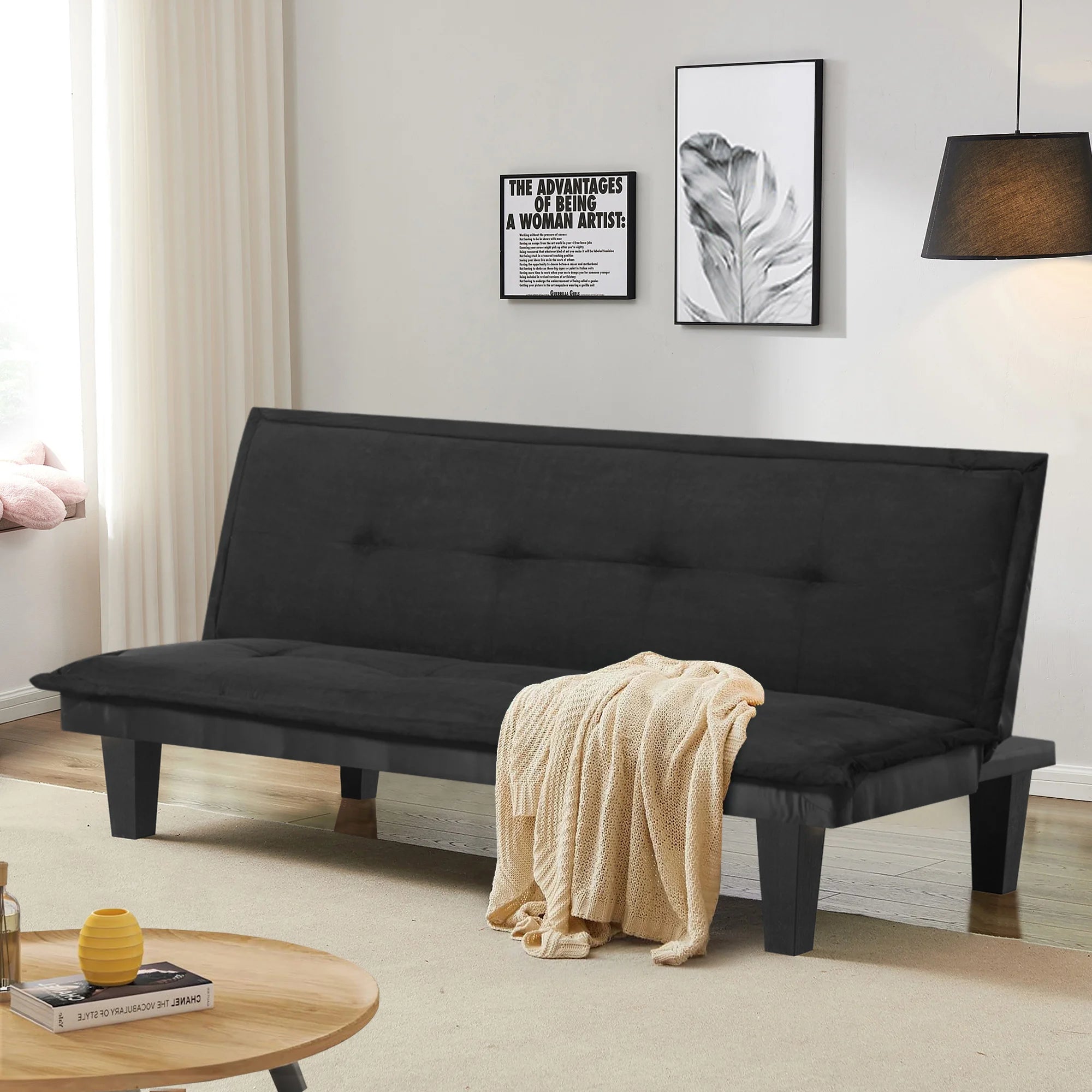 Convertible Futon Sofa Bed, Faux Suede Futon Couch IN USA.