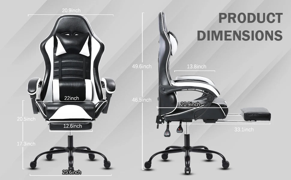 Ergonomic Gaming Chair with Footrest, PU Leather IN USA.