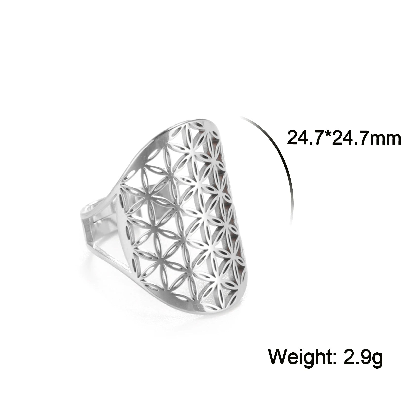 Unift Scared Geometry Flower Life Ring Adjustable Stainless Steel Ring in USA