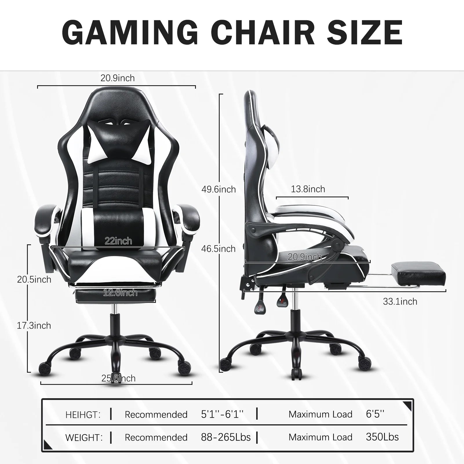 Ergonomic Gaming Chair with Footrest, PU Leather IN USA.