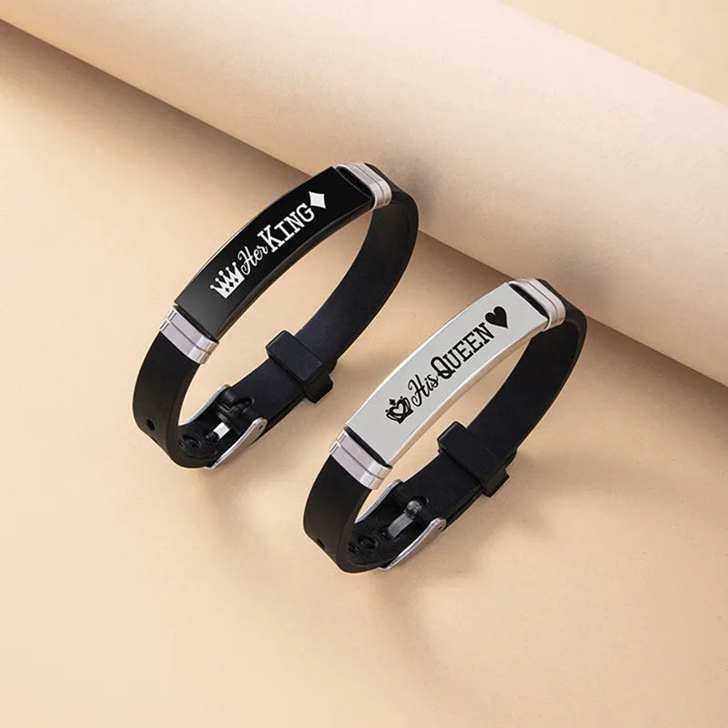 His Queen Trendy Sport Silicone Couple Bracelet in USA