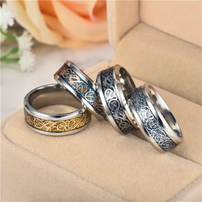 Punk Viking Dragon Black Tungsten Wedding Ring Set in USA