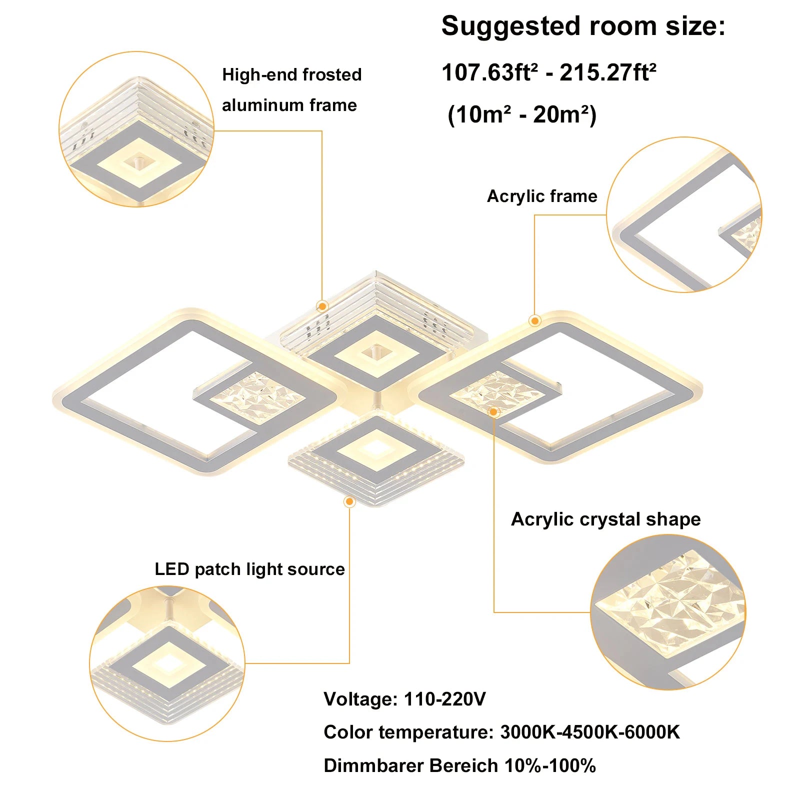 Modern Embedded LED Acrylic Ceiling Light IN USA.