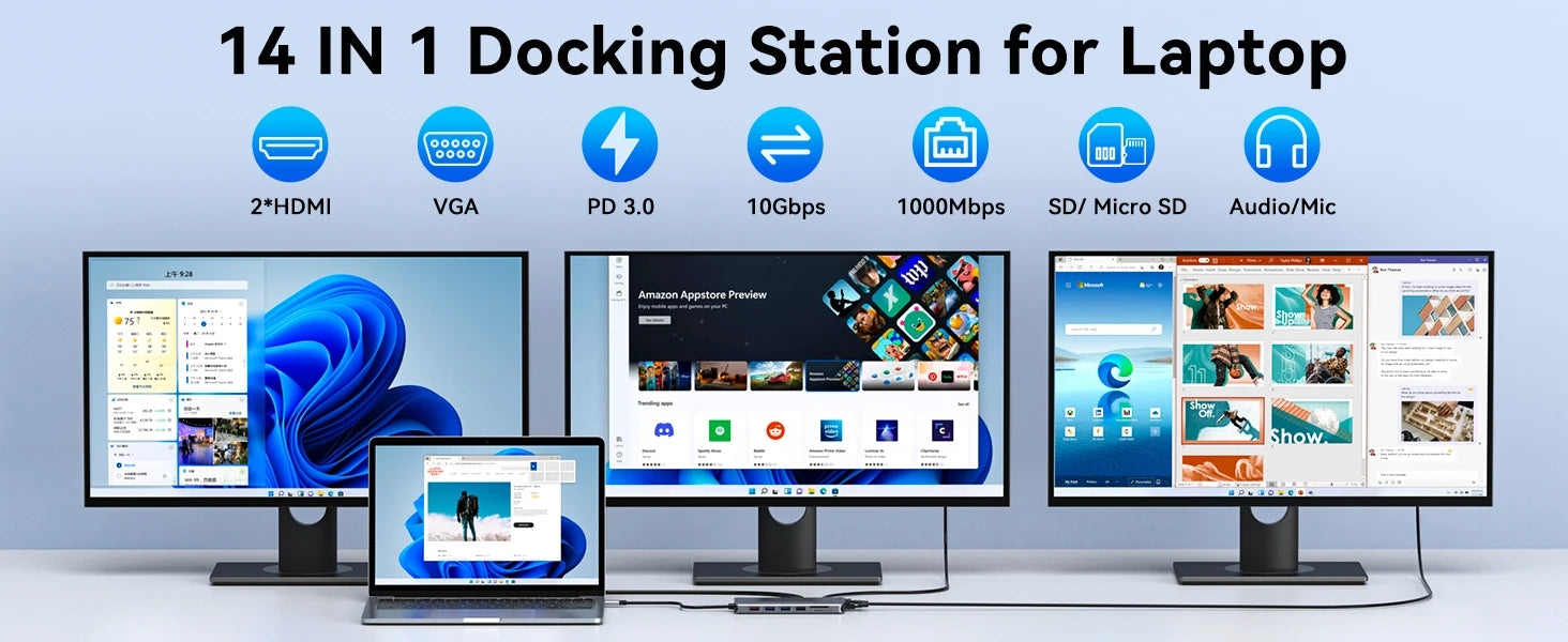 MOKiN USB HUB HDMI DP VGA Gigabit Ethernet USB IN USA.