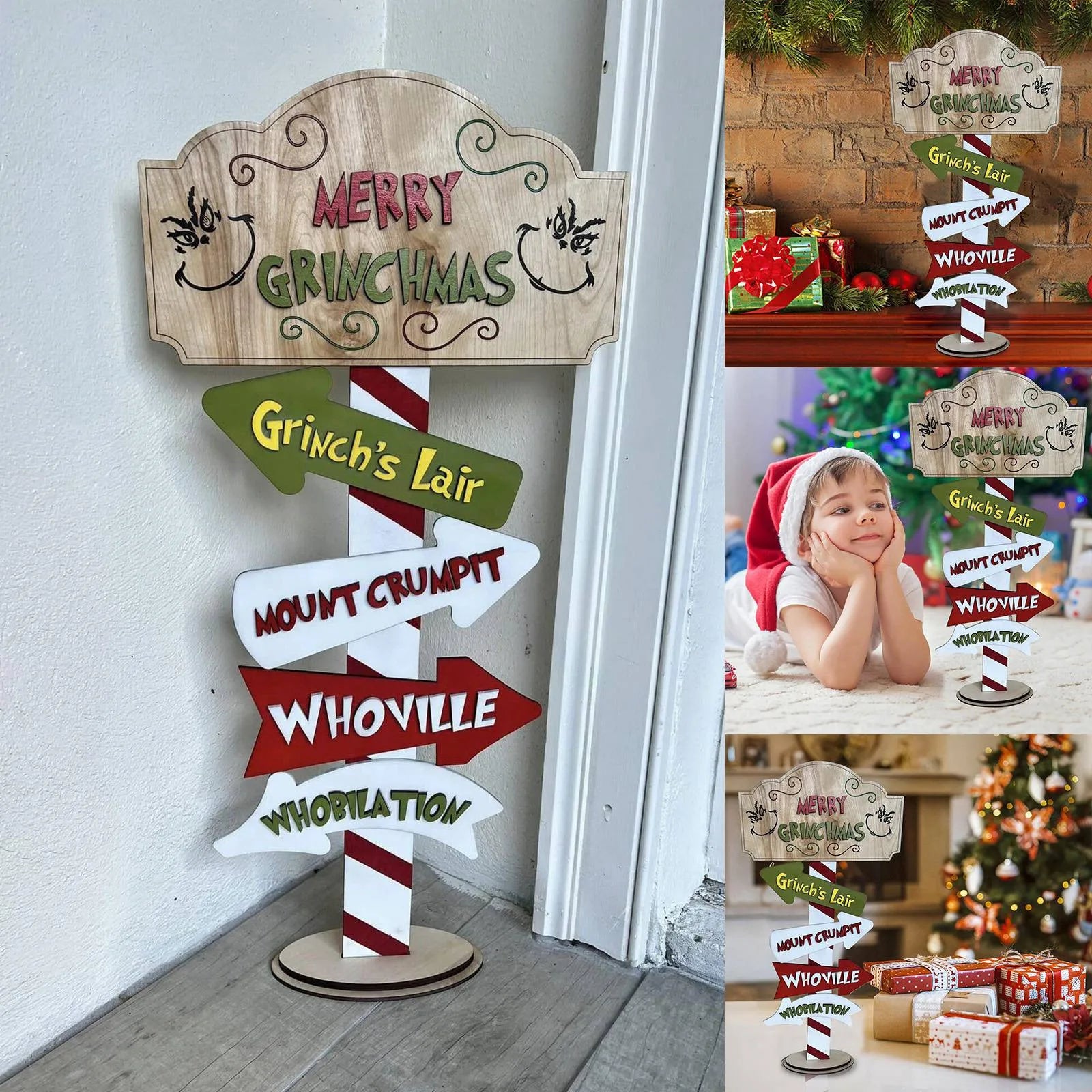 Standing Block Set Tabletop Centerpiece Sign Holiday in USA