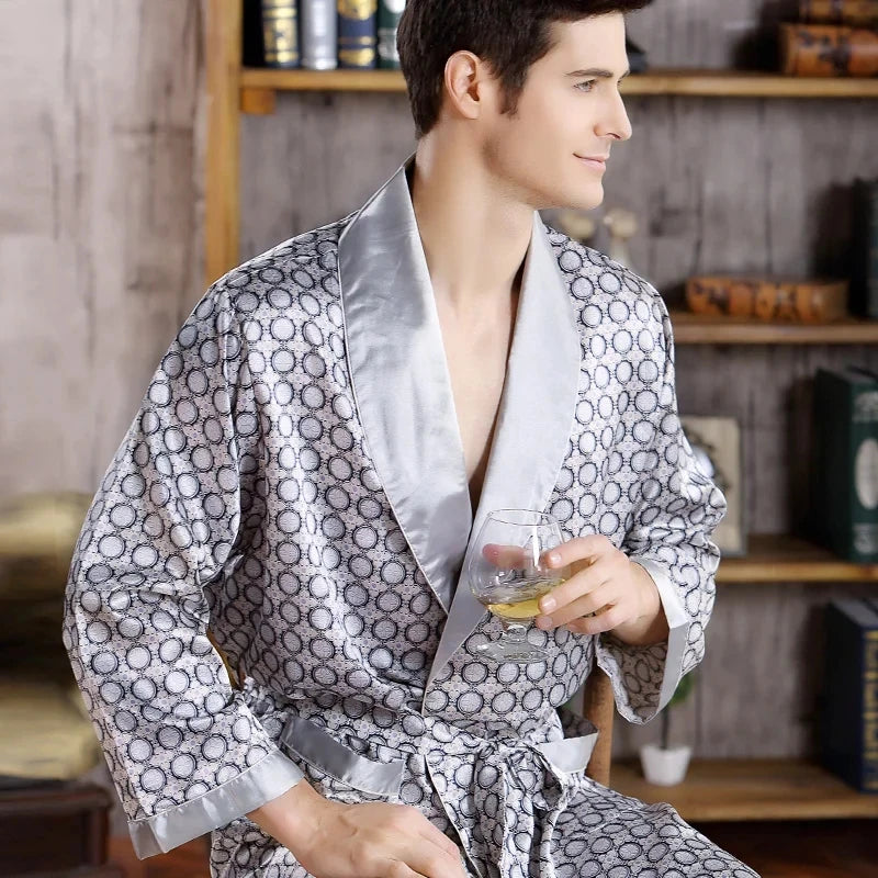 Bathrobe Silk Long Dressing Gown Plus Size Sleepwear in USA