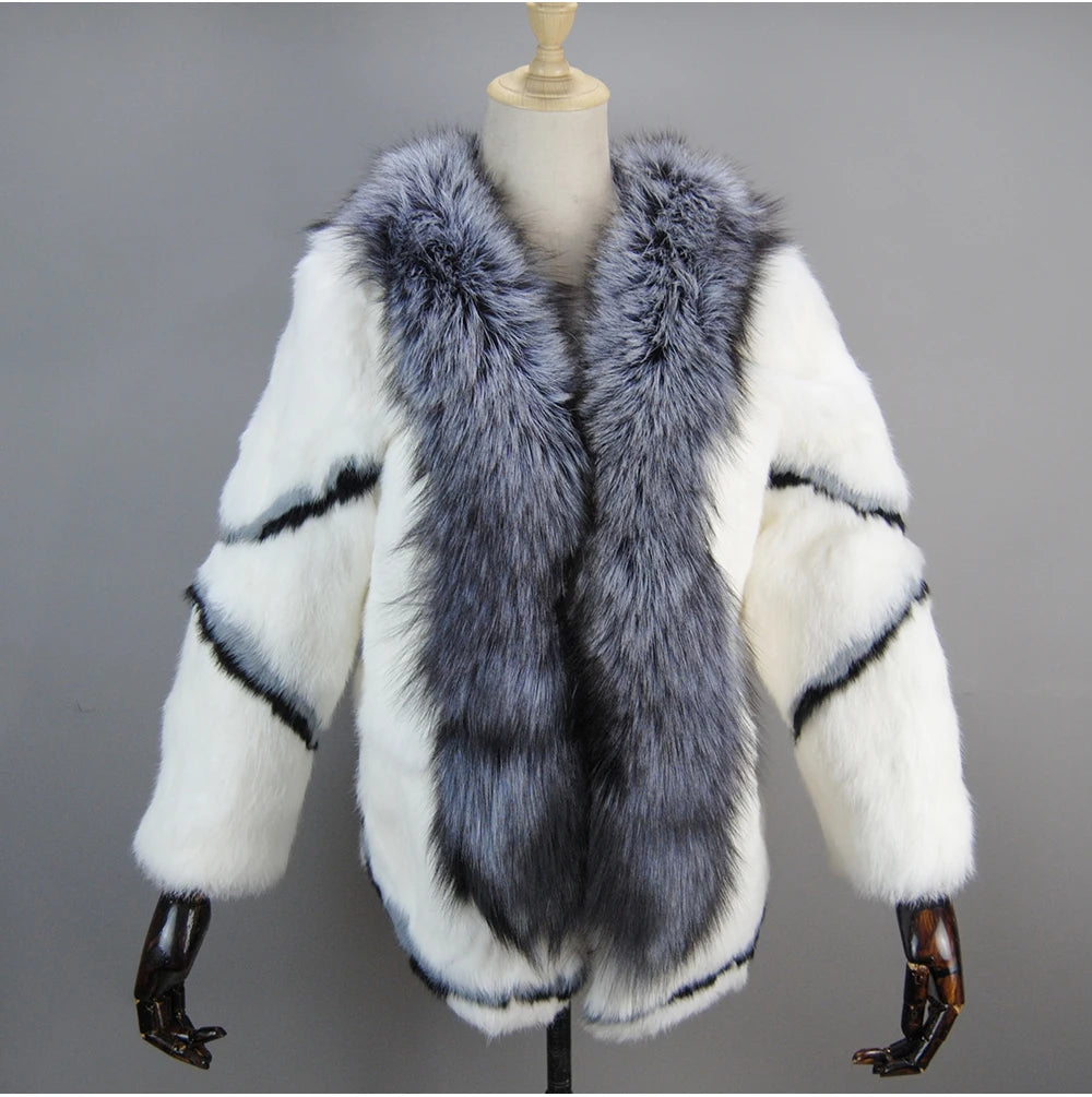 New Arrival Fashion Women Winter Full Pelt Rabbit Fur Coat in USA