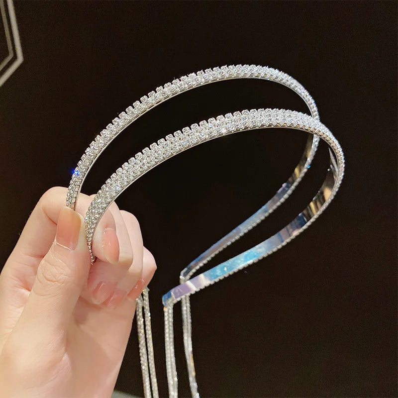 Luxury Rhinestone Hairbands Women Long Tassel in USA