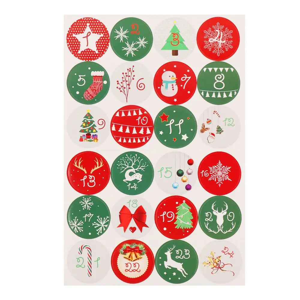 Christmas Gift Stickers Advent Calendar Number Paper