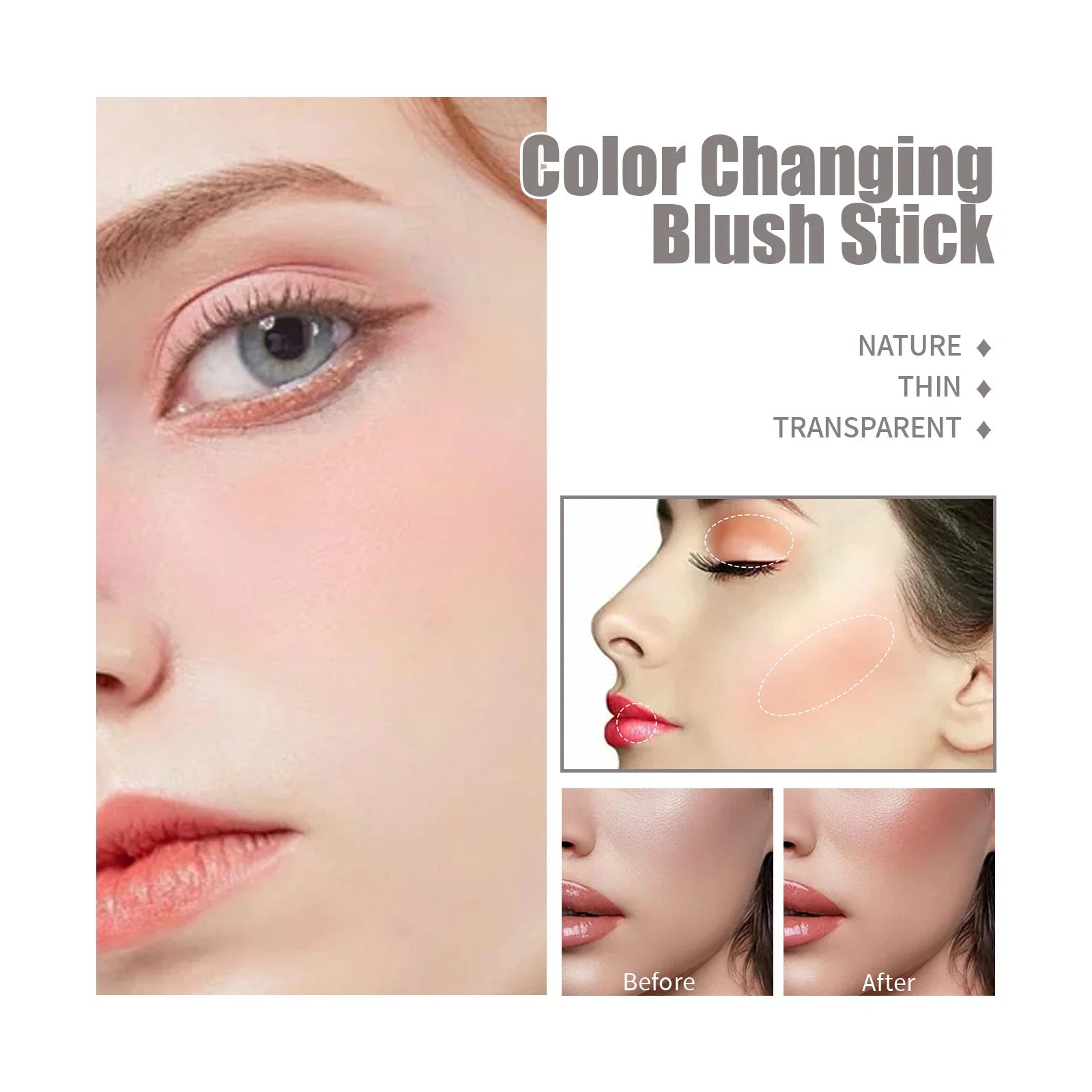 EELHOE Face Blush Stick Color Change Blush Cheek Lip in USA