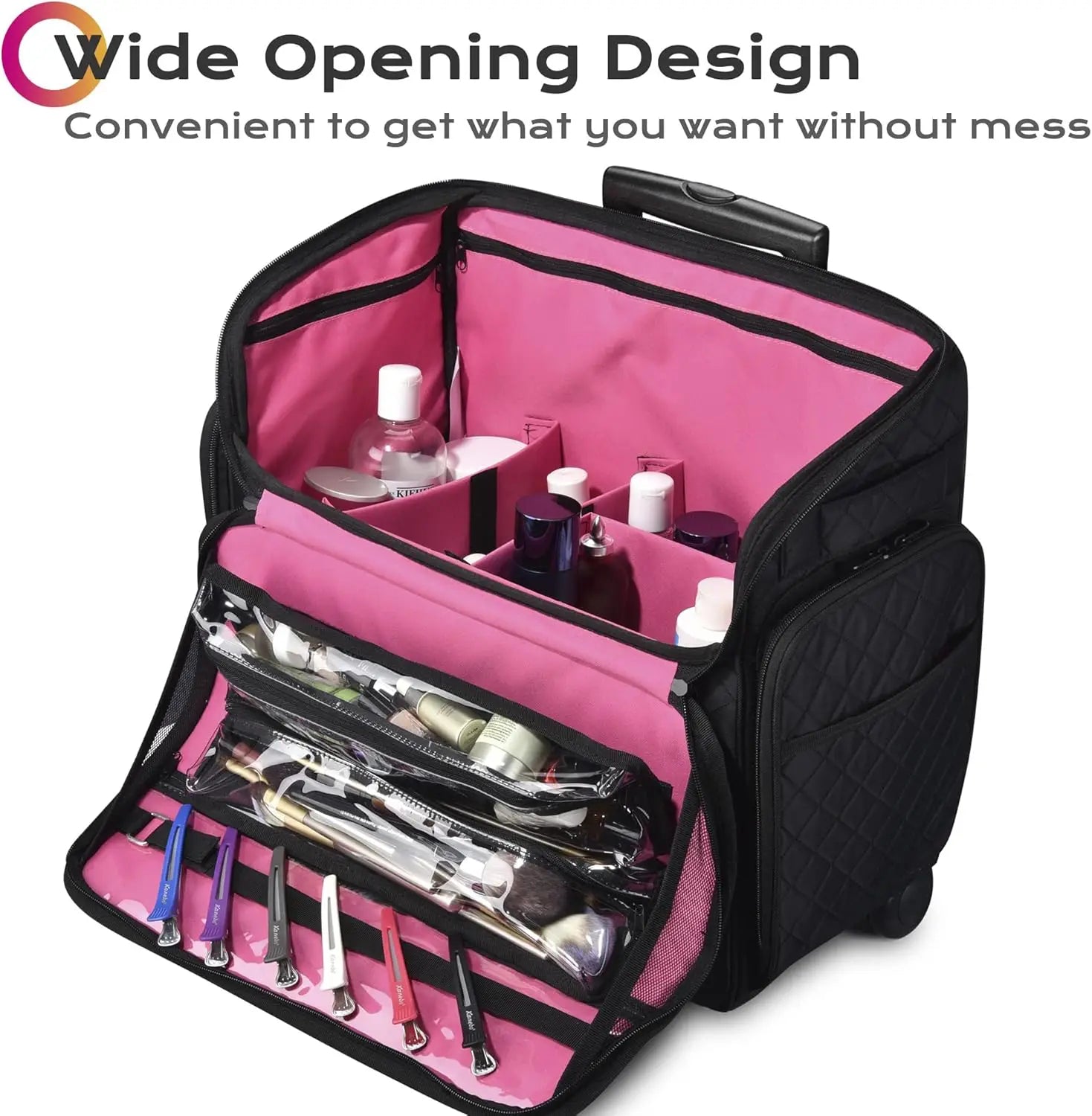 Rolling Makeup Train Case Hairstylist Traveling Bag in USA