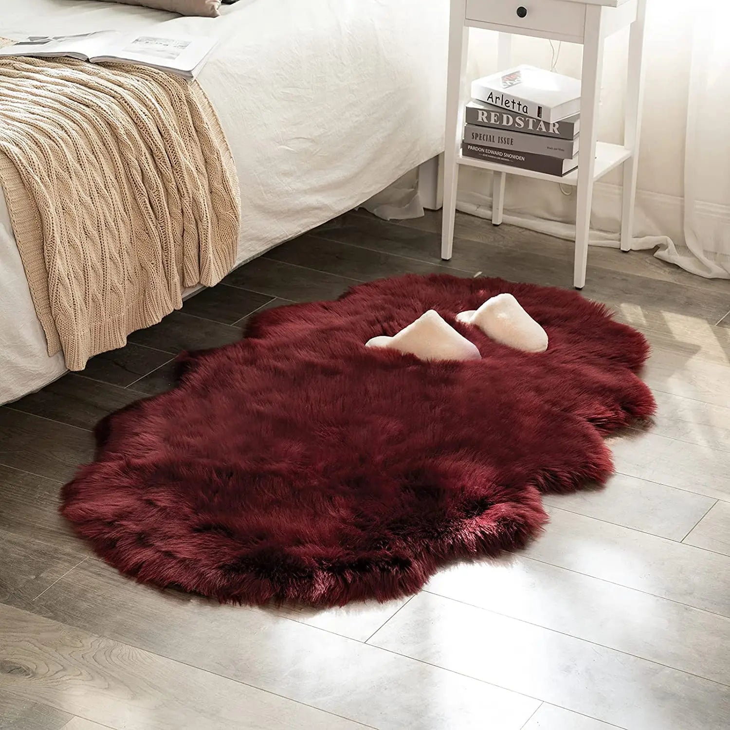 Soft Sheepskin Bedroom Carpet Imitation Wool Pad Long Hair