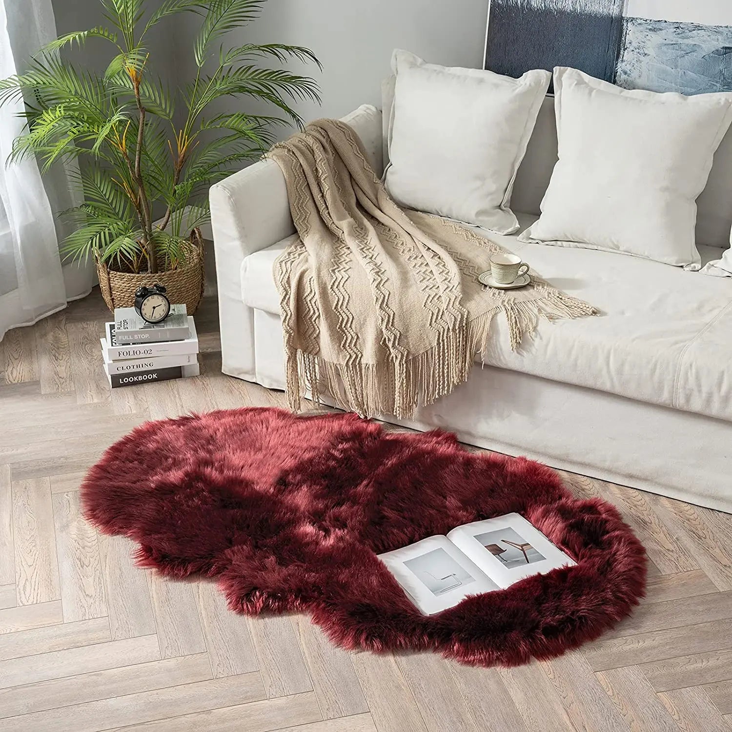 Soft Sheepskin Bedroom Carpet Imitation Wool Pad Long Hair