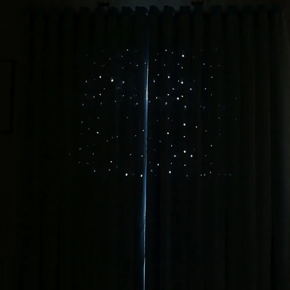 Bright Double Layer Blackout Star Hollow Curtains in USA