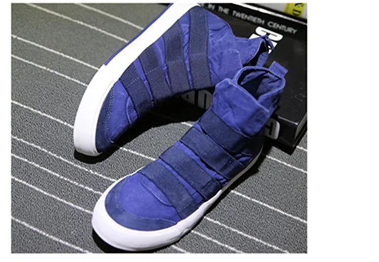 High Top Men Shoes Flats Slip On Casual Shoes Male Canvas in USA