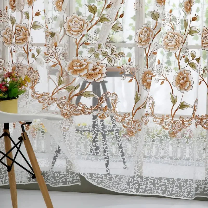 Peony Tulle Curtains Kitchen Door Window Living Room in USA