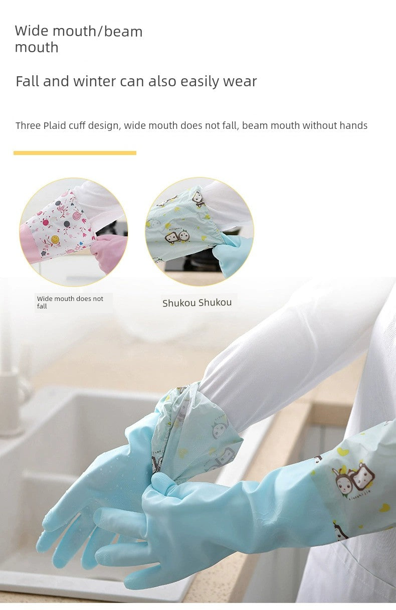 Rubber Fleece-lined Winter Durable Household Dishwashing Glove in USA.