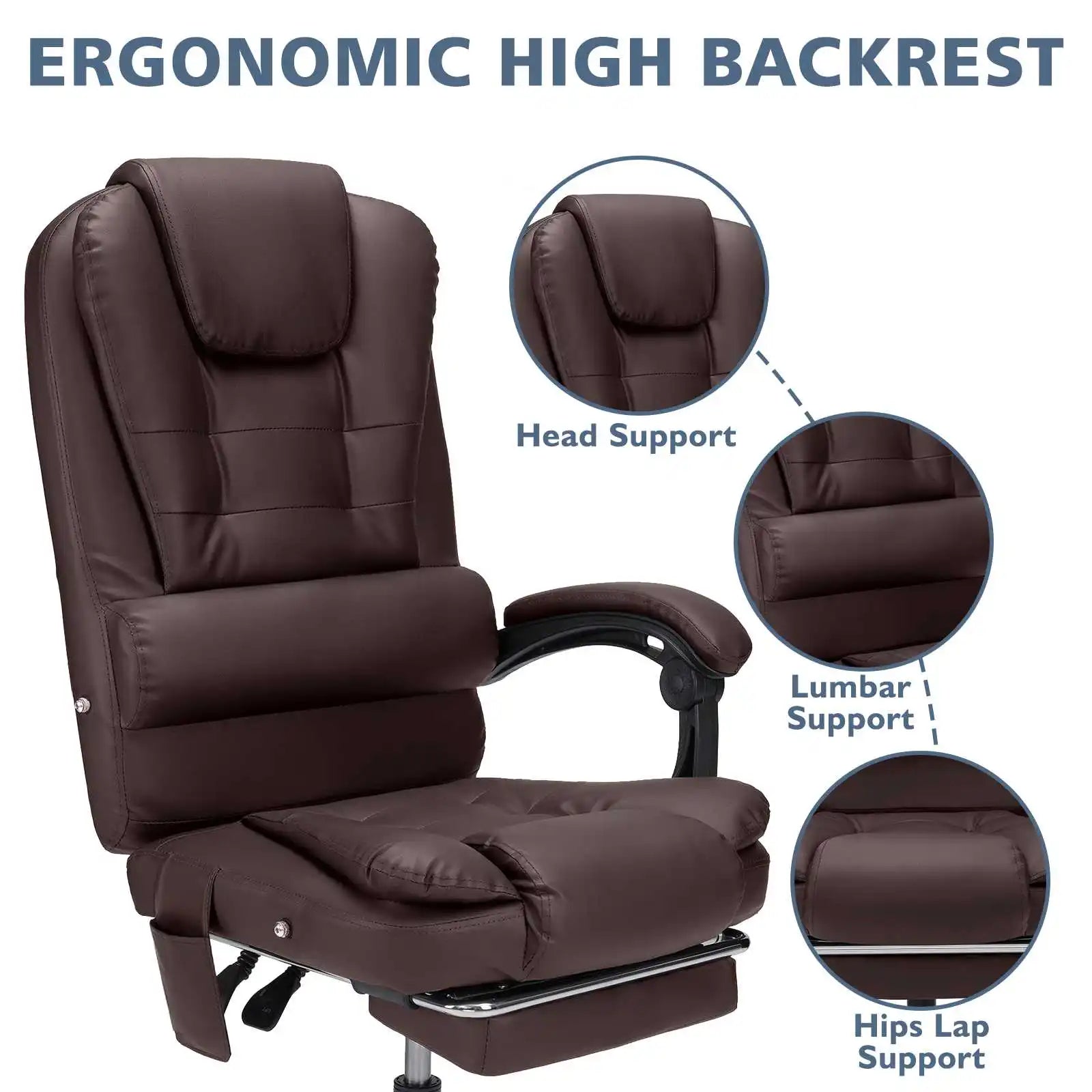 Executive Office Chair Massage High Back Leather Office Chair in USA.