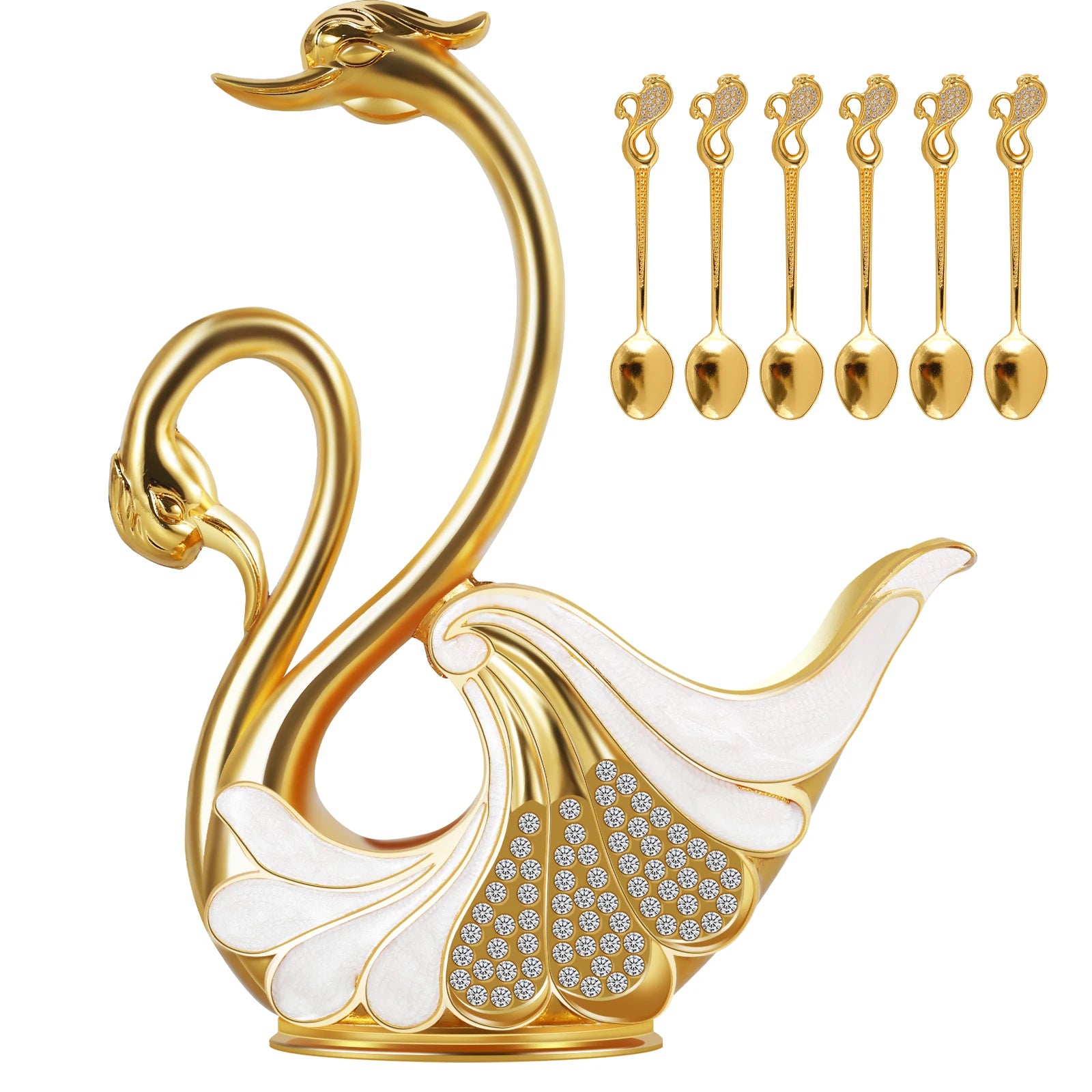 Spoon Set Elegant Coffee Spoon Zinc Alloy Swan Base in USA