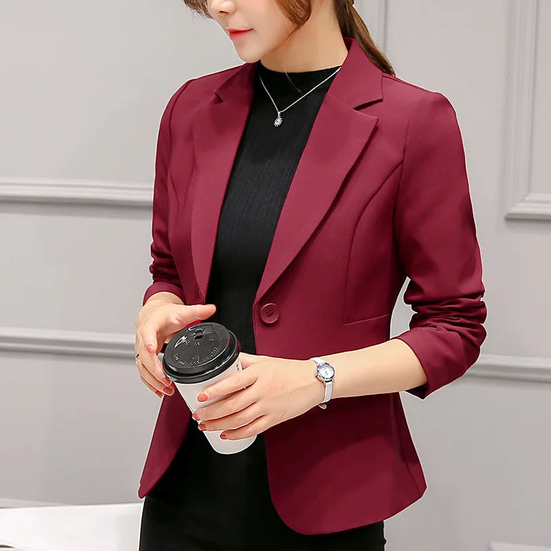 Women's Blazer Red Long Sleeve Blazers Pockets Jackets Coat in USA