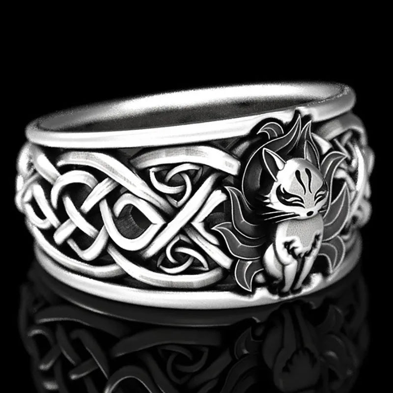 Vintage Nine Tailed Fox Rings Women Girls Viking Men Trendy Ring in USA