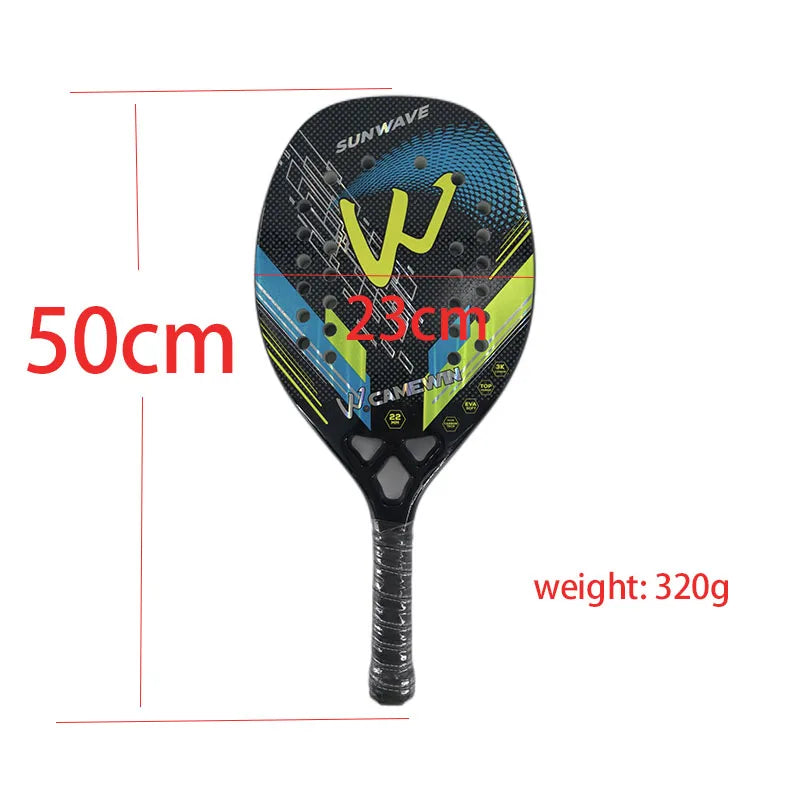 3K Camewin Beach Tennis Racket Full Carbon Fiber Rough Surface Outdoor