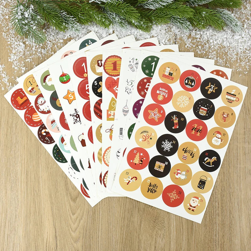 Christmas Countdown Gift Number Stickers Label Advent Calendar Xmas Gi