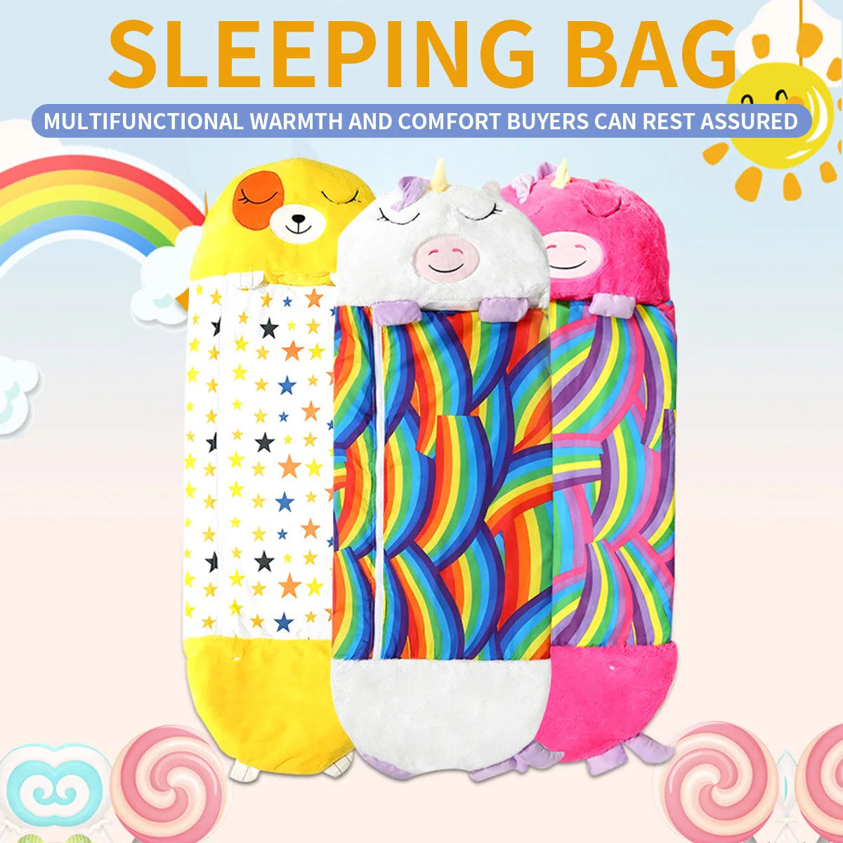 Children's Cartoon Sleeping Bag Pillow Birthday Gift Kids in USA