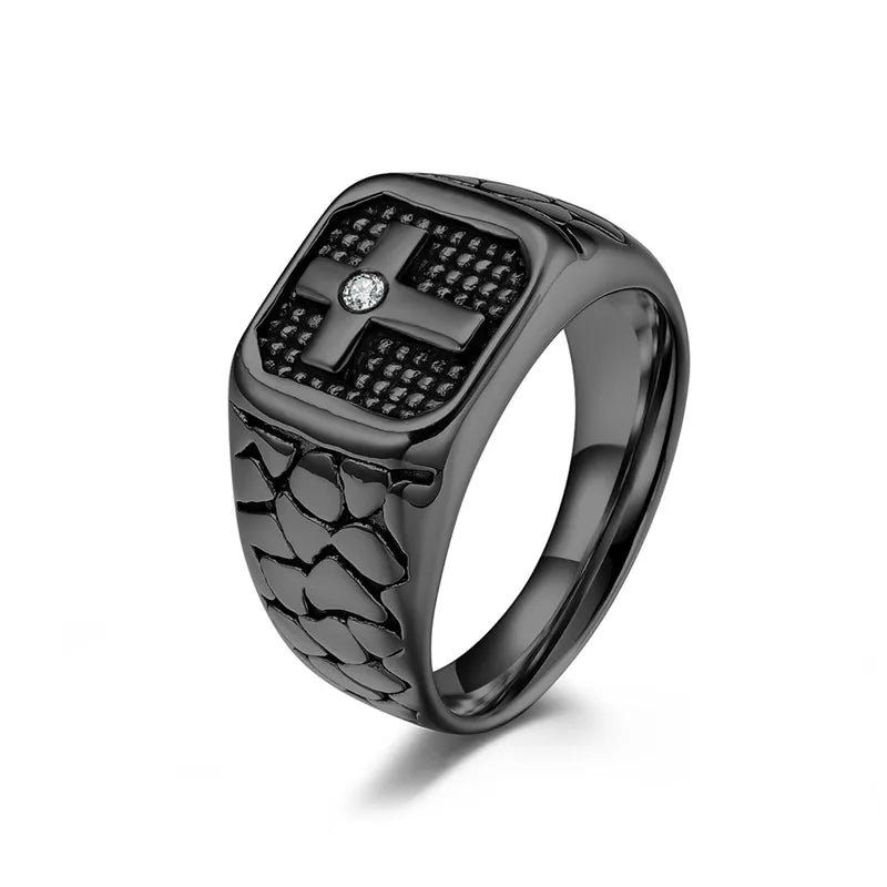 Cross Ring Men Titanium steel Crack Warrior Men's Jewelry in USA