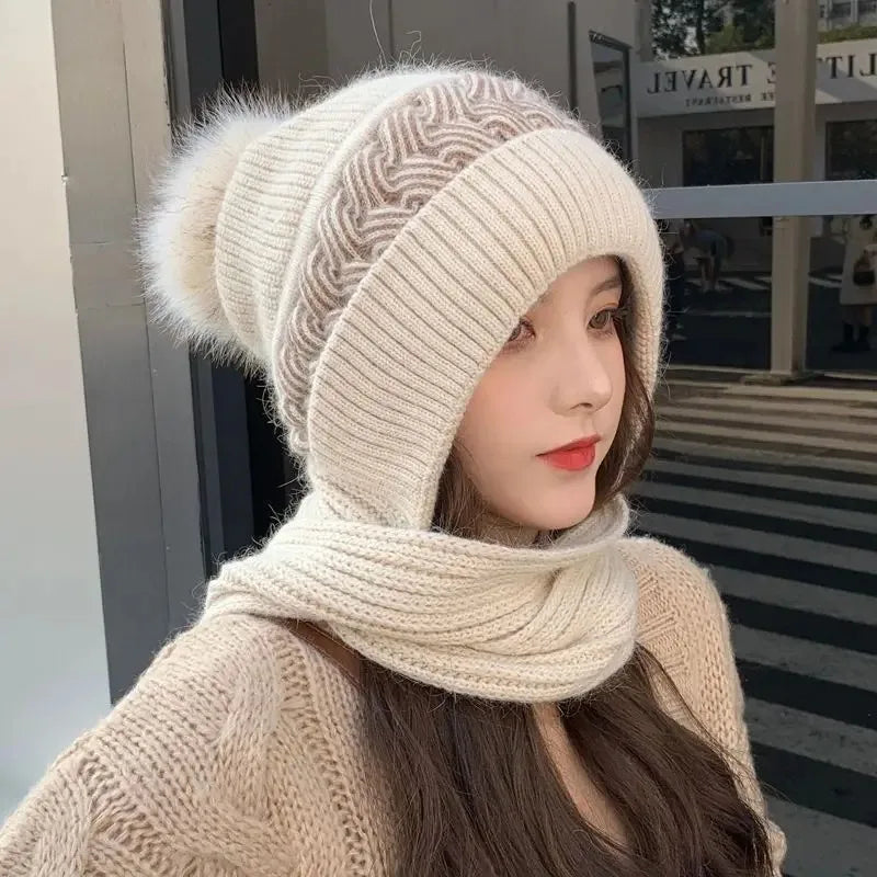 New Super Cute Warm Winter Scarf Hat Gloves Fleece Thickened in USA