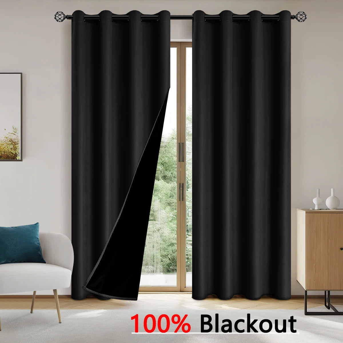 Solid color full shading sun protection Blackout curtains in USA