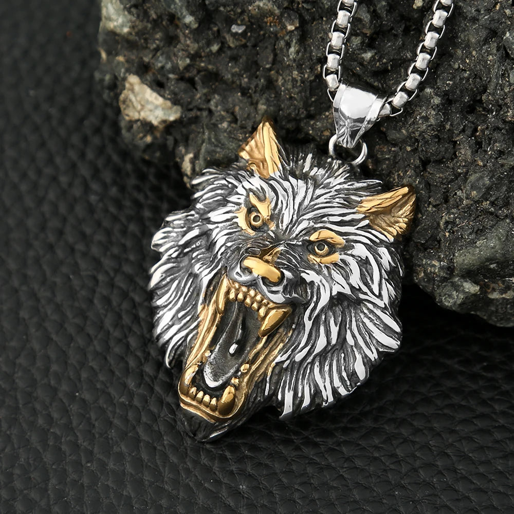 Vintage Nordic Mythology Odin Wolf Pendant Necklace in USA