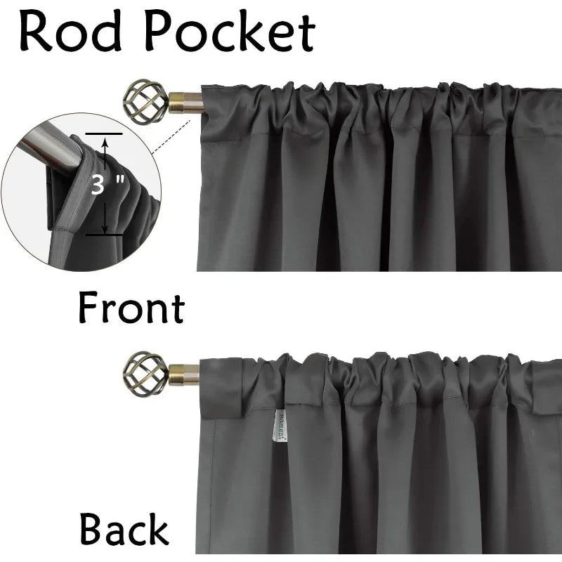 Navy Blue Elegant Blackout Curtains Rod Pocket in USA