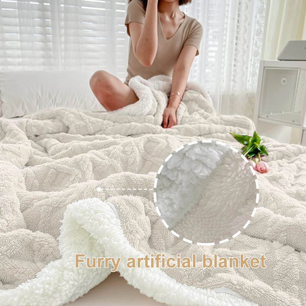 Thick Winter Warm Blanket Bed Artificial Lamb Cashmere in USA