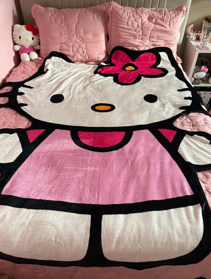 Hello kitty Shape Blanket Flannel Throw Blanket in USA.