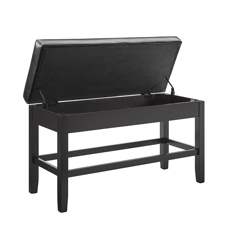 Carrara Storage Counter Black Wooden Dining Bench in USA.