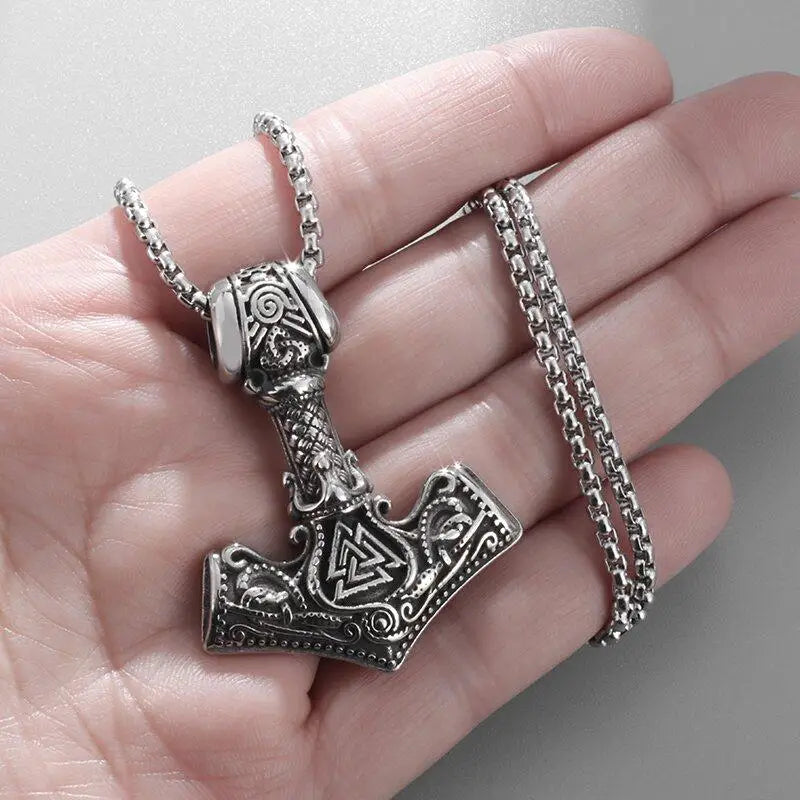 Nordic Crown Thor's Hammer Pendant Vintage in USA