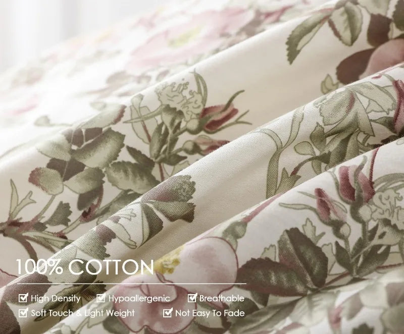 Duvet Cover, Thread Count Cotton Printed Luxury Floral Comforter