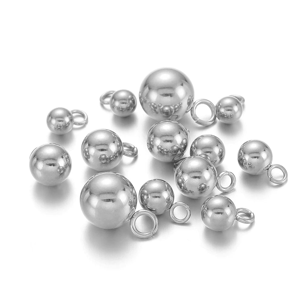 Stainless Steel Solid Ball Beads Charms Pendants for Necklaces in USA.