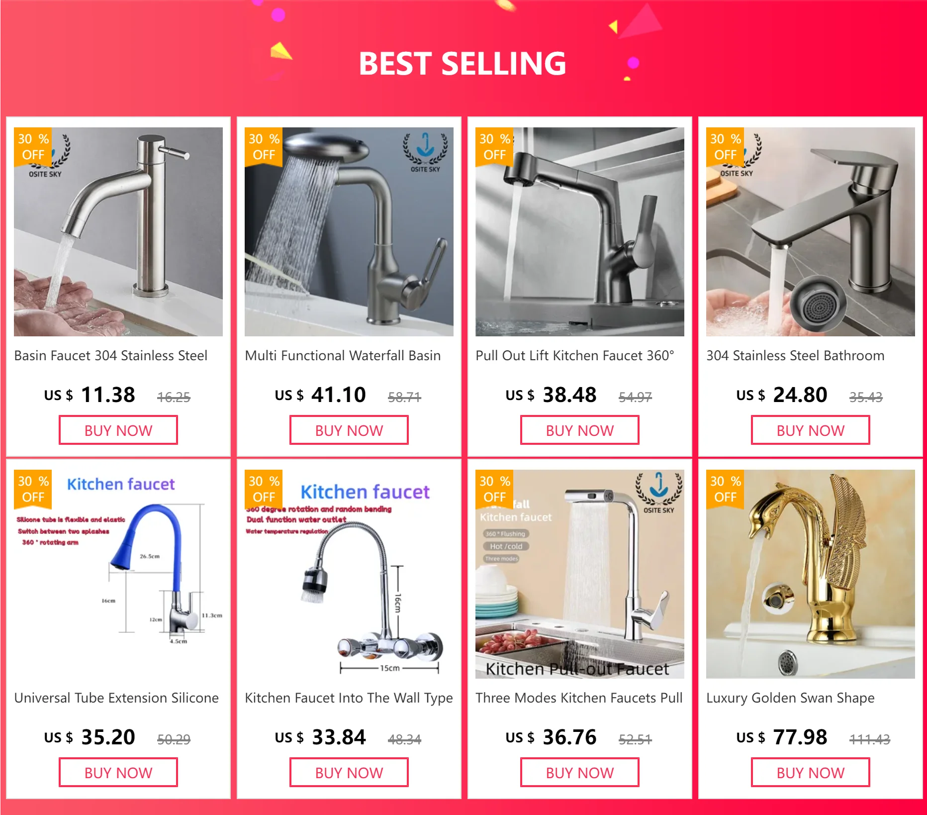 LED Light Waterfall Faucet Water Flow Power Generation