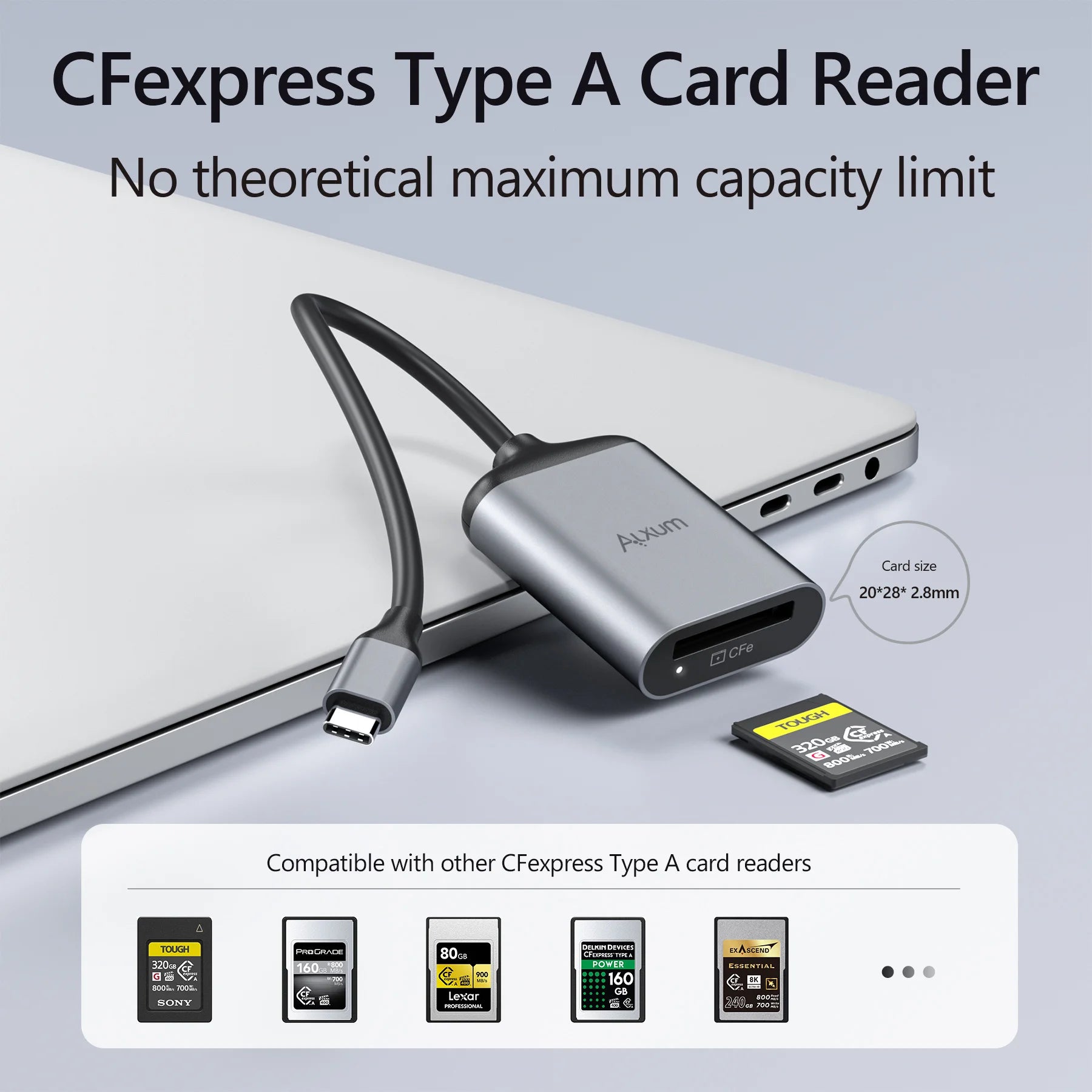 Alxum CFexpress Type A Card Reader USB C 3.1 Gen 2 10Gbps in USA.