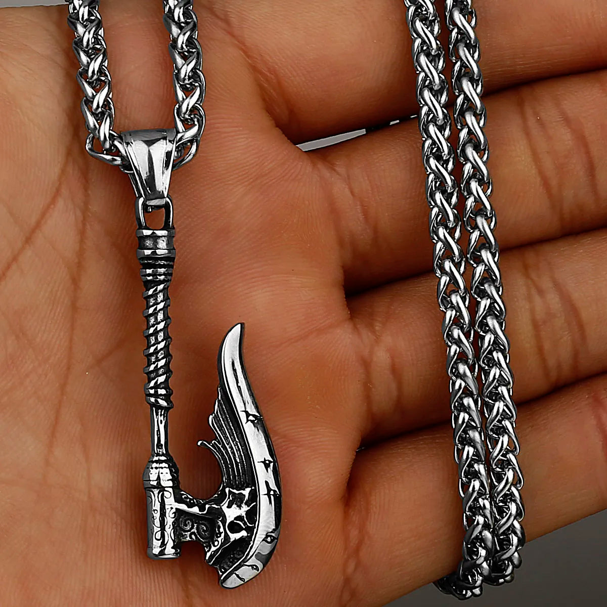 Stainless Steel Viking Axe Pendant Necklace Men's Celtic Valknut in USA